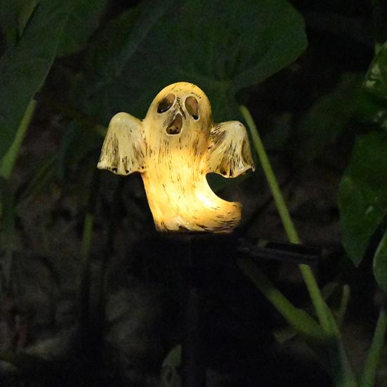 Solar Pumpkin Light Halloween Pathway Light Jack-O-Lantern Stake Outdoor Waterproof Skull Light with Stake for Yard Lawn Decoration