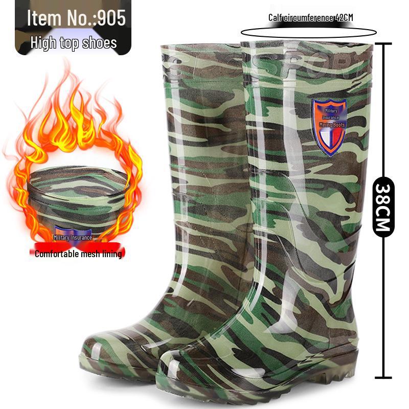 Men's Military Protection Non-Slip High-Top Water & Rain Rubber Shoes