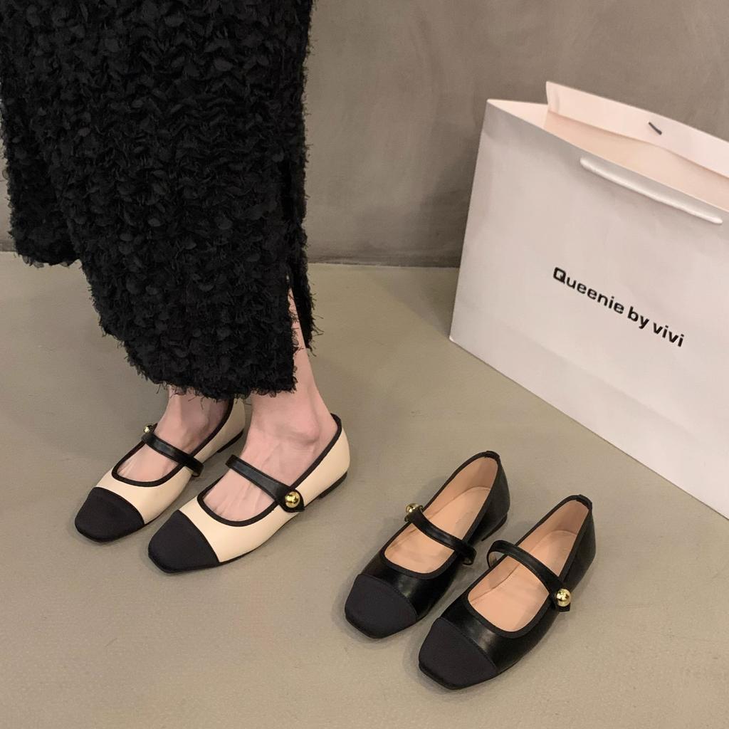 Flat-bottomed Square-head French Mary Jane Single Shoes Women's Shoes New Summer Xiaoxiangfeng Soft-soled Beanie Ladyshoes