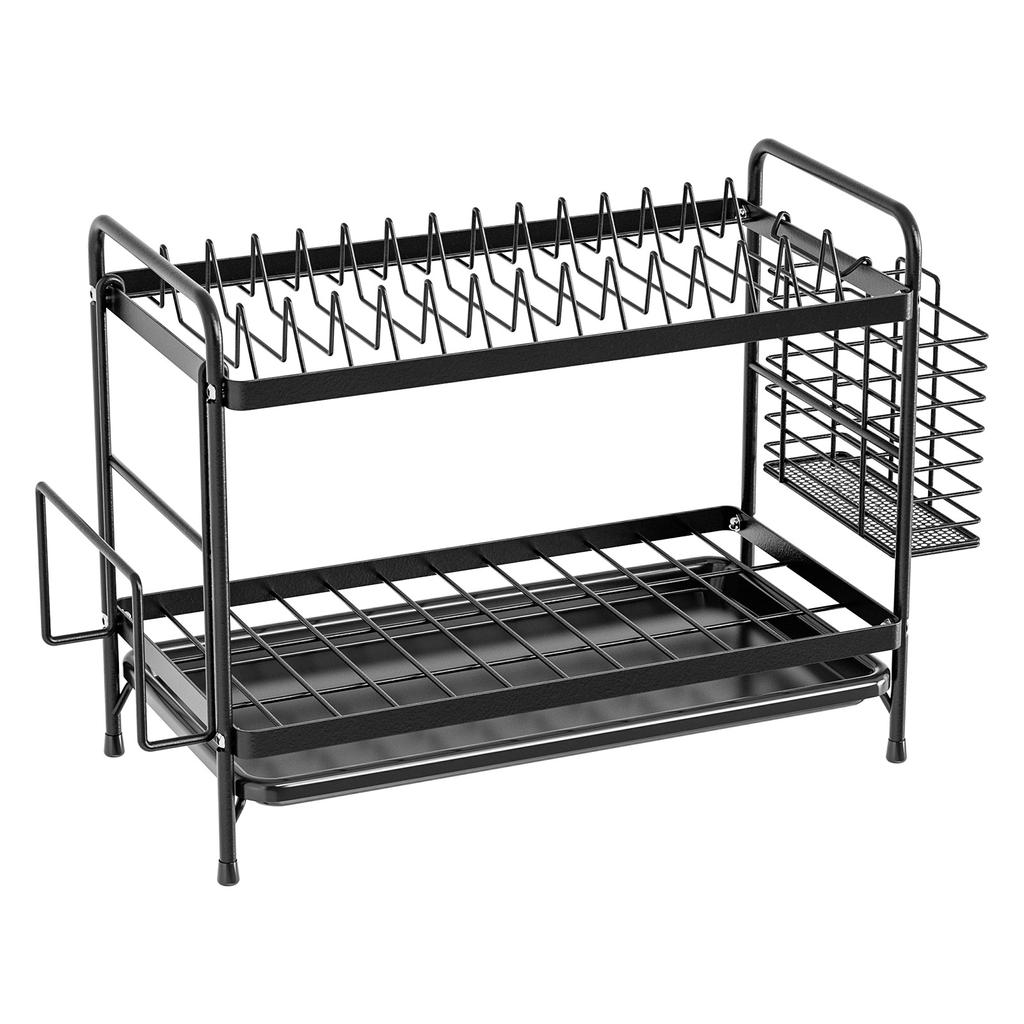 Dish Drying Rack - Dish Rack for Kitchen Counter, 2-Tier Kitchen Organizers and Storage Rack with Drainboard and Cutlery Holder