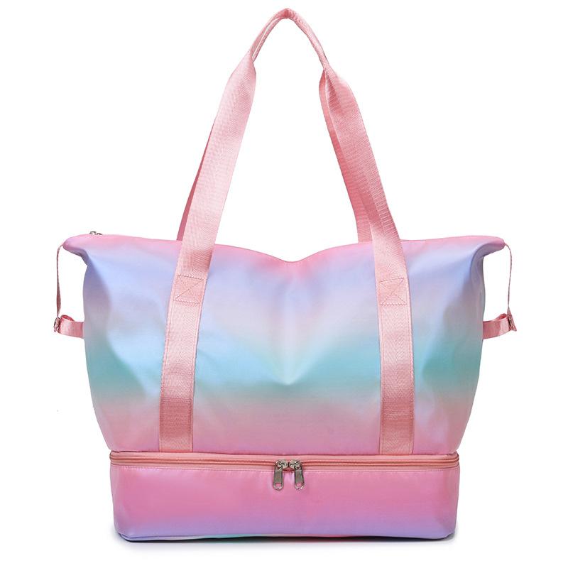Travel bag large capacity fashion gradual change of color shoulder bag colorful contrasting leisure luggage bag travel accommodation bag