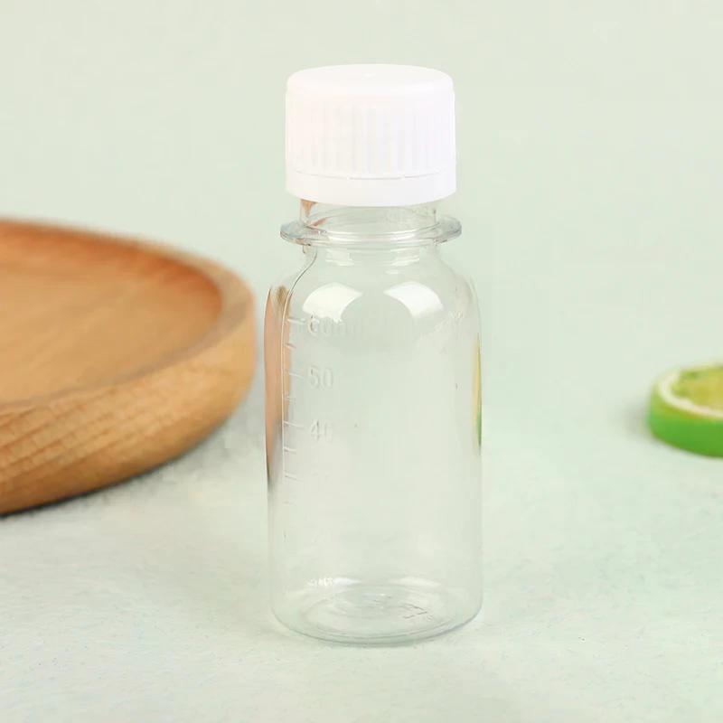 5 Piezas 60ML Botellas Pequeñas de Plástico Botellas de Chupito de Jengibre Con Tapas Botellas Mini de Jugo Contenedor de Botella de Líquido Reutilizable A Prueba de Fugas