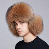 SOMALER Winter Hat for Men Real Fox/raccon Fur Hats Russian Ushanka Earmuff High Quality Bomber Hat