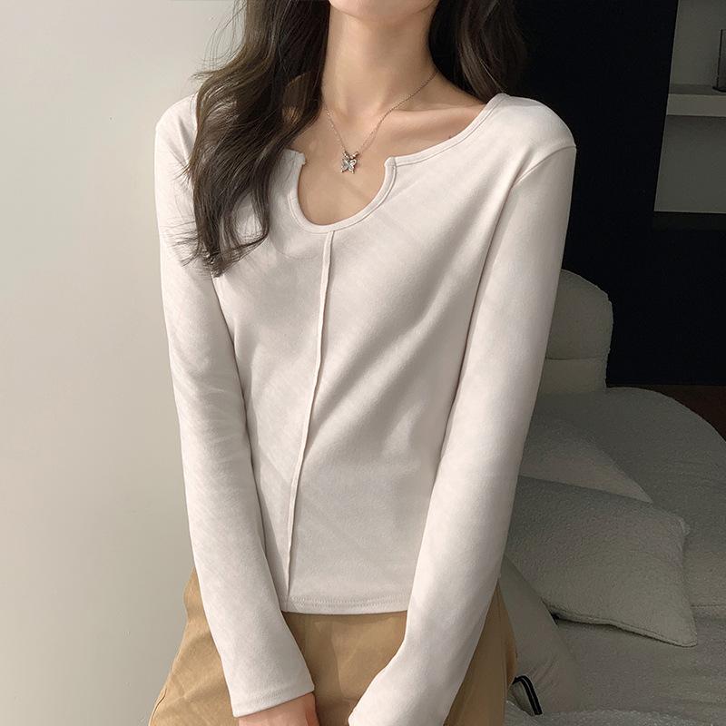 2 Splicing Bottoming Shirt Women's Autumn and Winter New Simple Inner Slim-fitting Temperament Shirt Long-sleeved Top