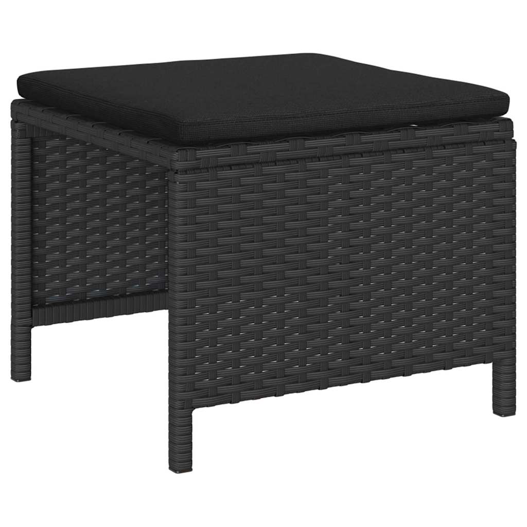 Garden Sofa Set with Cushions 6 Pcs Black Poly Rattan