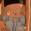 Y2K Chain Belt Geometric Shape Metal Ring Belt Luxury Hollow Waist Chain  Woman Fashion