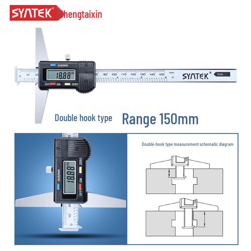 Shengtai Wysokiej Precyzji Cyfrowy Głębokościomierz 0-300mm z Suwmiarką z Pojedynczym/Podwójnym Hakiem