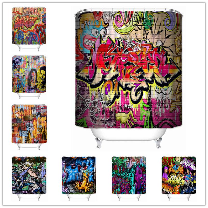 

Декоративный экран для домашней ванной комнаты, аксессуары для ванной комнаты, граффити, крутые фотографии, занавески для душа, водонепроницаемая ванная комната 90x180cm