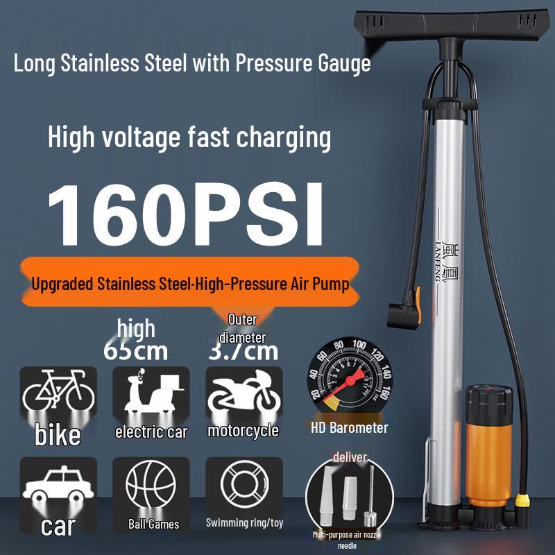 Universal High-Pressure Air Pump for Bikes, Cars, and Basketballs with Inflation Cylinder