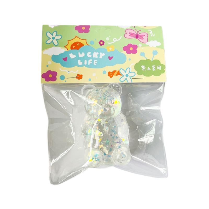 Mochi Taba Squishy Cute Soft Sticky Transparent Bear Gold Powder Colorful Candy Bear Fidgeting Kids Toys Ornaments Holiday Gifts