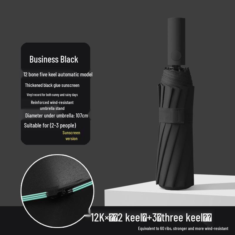 Q Fully Automatic Extra-Large Umbrella: Sun & Rain Dual Use, Reinforced Anti-UV Sunshade for Men & Women.