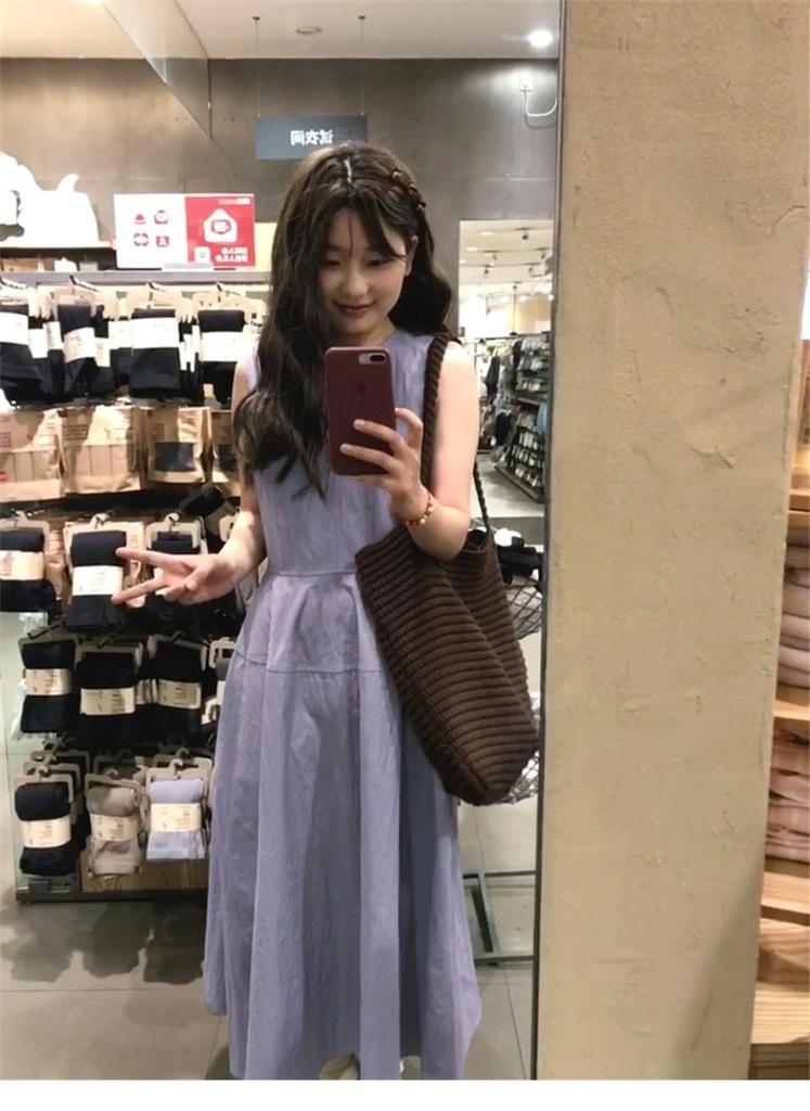 Purple Sleeveless Vest Dress Women's New Models Are Popular Today, and Small People Wear Long Dresses In Early Summer