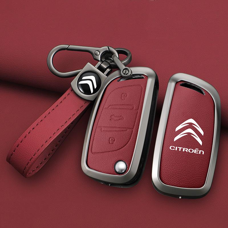 Skórzana Osłona Etui na Kluczyk Samochodowy Flip ze Stopu Cynku Ochronna Obudowa Brelok Trwały Trwały Brelok Do Citroen DS DS3 DS4 DS5 DS6