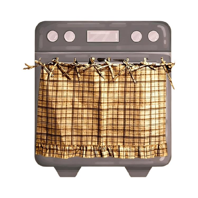 Charm Hand Stitched Oven Cover Curtain With Hide Feature For Farmhouse Kitchens