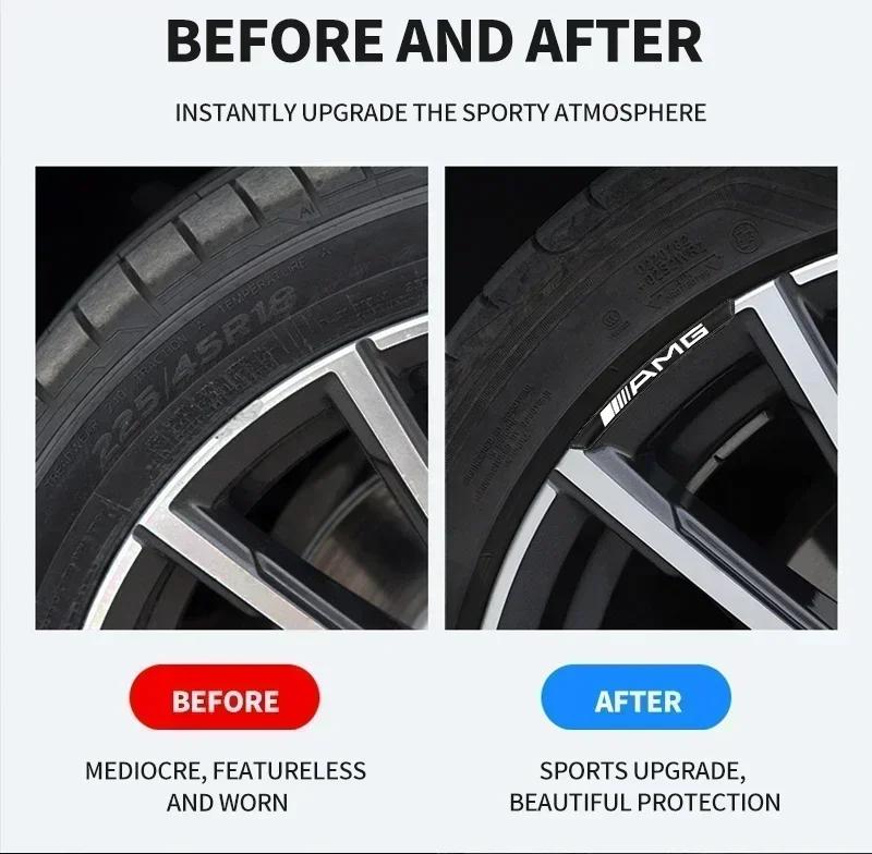 SUK3 4Pcs Car Wheel Hub Rim Stickers Decals Auto Styling Accessories For Mercedes Benz AMG GLE GLC W205 W206 W203 W204 W210 W212