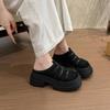 Retro Simple One-pedal Cool Slippers Women's 2025 Summer New Outer Wear Weaving Hollow Small Height-increasing Slippers