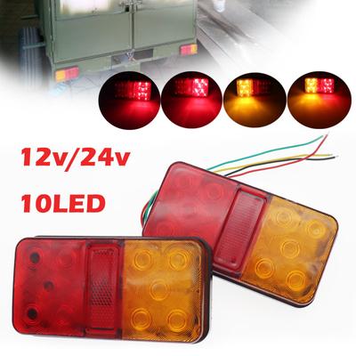2 adet römork park lambaları 12V 24V 10-80V 10LED lamba römork traktör dönüş sinyali fren lambası kırmızı Amber Forklift kuyruk lambası