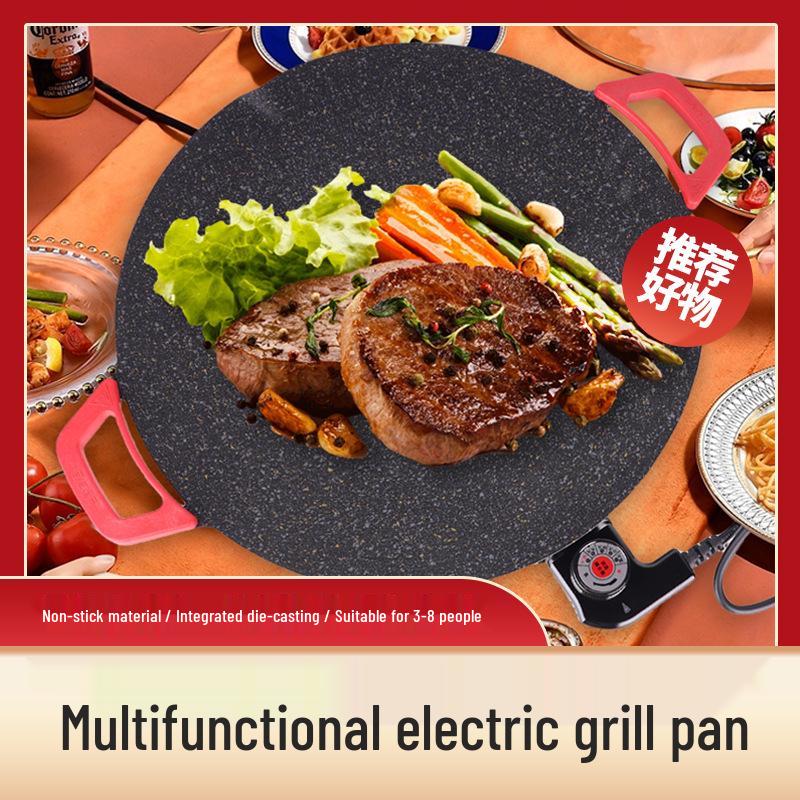 German Electric Multifunctional Griddle: Non-Stick Maifan Stone Pan for Indoor BBQ, Grilling, Frying, and Roasting