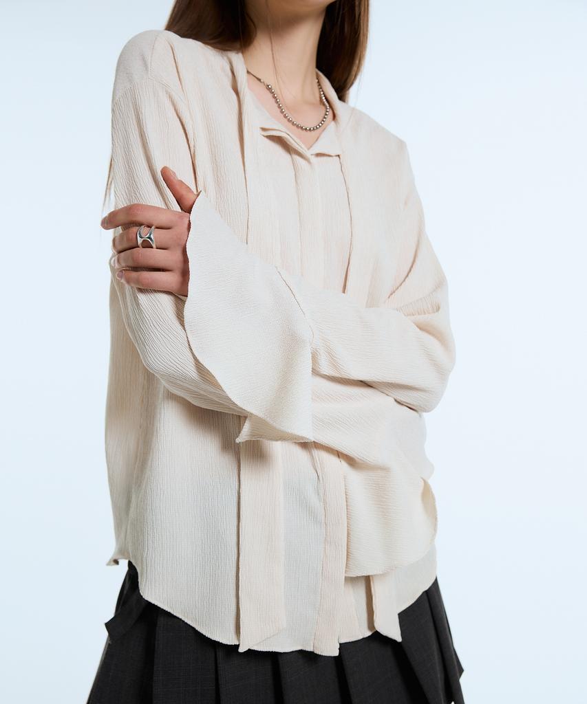 LARTIGENT L11 Tie Blouse(Beige)