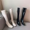 Milky white but knee boots women's high heels small tall knight boots thick heels autumn and winter thin elastic boots