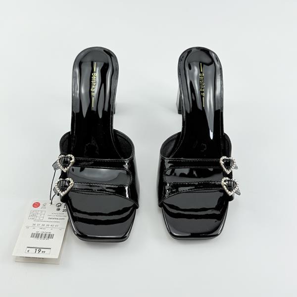 

Модная обувь Тапочки Каблуки Роскошные шлепанцы Квадратный носок Слиперы Женские Желейные шлепанцы Высокий Дизайнерский Блок 2025 Блестящие Скандалы Кристалл П 35