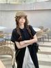 Women's Japanese Retro Chic Two-Piece Set: Long/Short Sleeve Loose Shirt & Lace Wide-Leg Pants