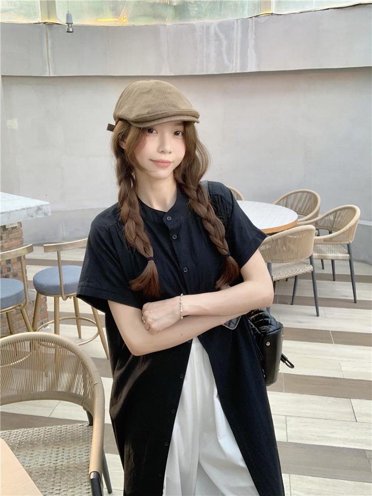 Women's Japanese Retro Chic Two-Piece Set: Long/Short Sleeve Loose Shirt & Lace Wide-Leg Pants