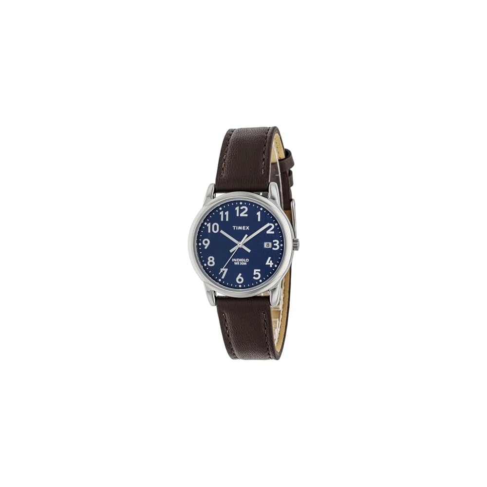 Timex Easy Reader Unisex Quartz Watch Stainless Steel Case Leather Strap TW2V75200
