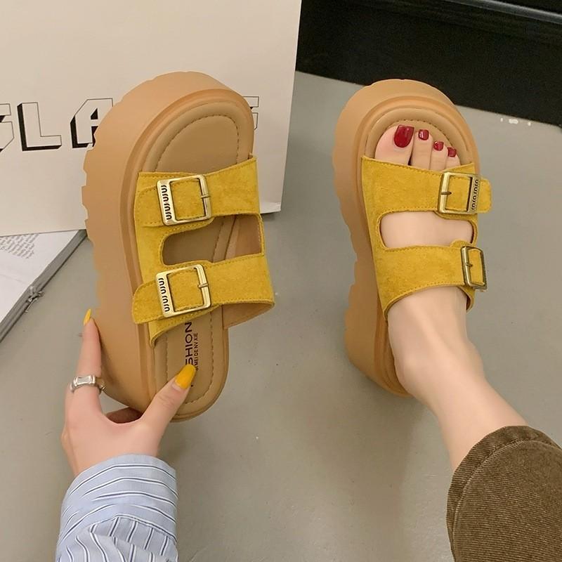 Thick Metal Buckle Soled Summer Women Slippers For Wear Daily