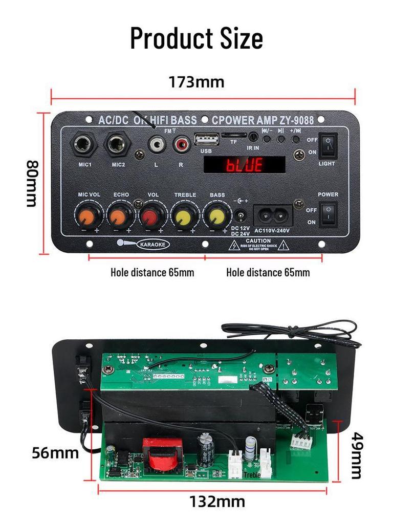 Bluetooth Display Subwoofer Amplifier Board for Home, KTV, Outdoor, and Car Audio
