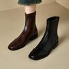 Women's Low-heeled Short Boots Autumn and Winter New Comfortable and Versatile Solid-color Thick-heeled Large-size Simple Short Boots