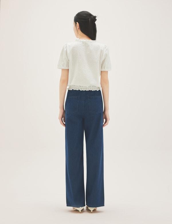 Roem Back Elastic Wide Denim Pants Rmtjg26G14
