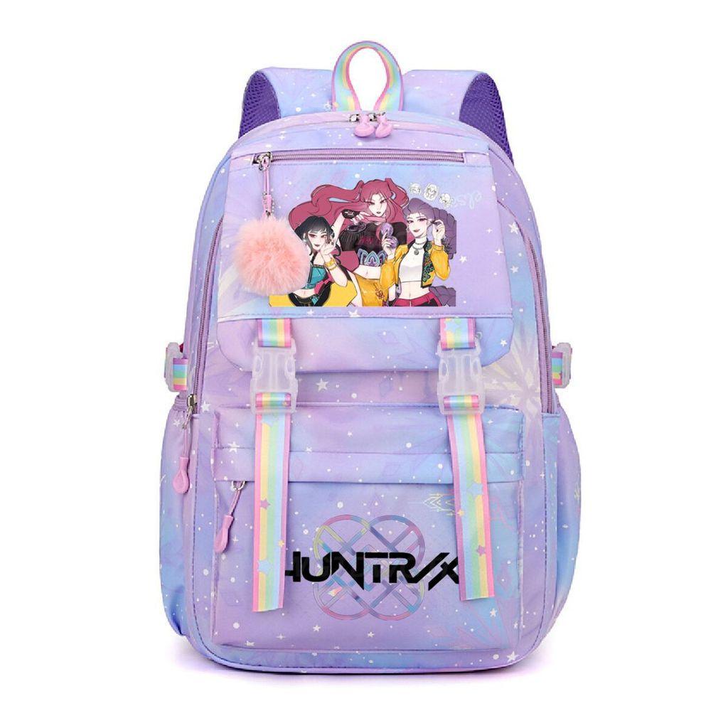 Girls Kpop Hunters Rumi Zoey Mira Printed Backpack Student School Travel Large Capacity Bag
