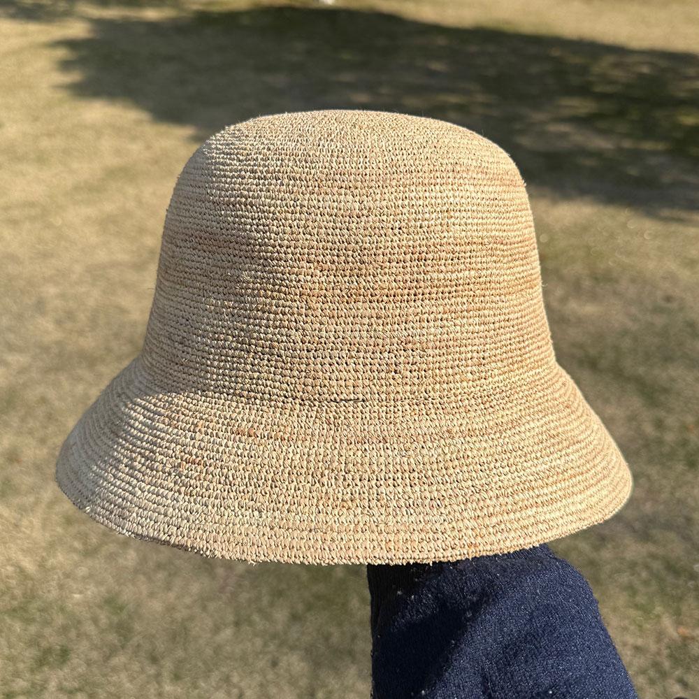 

Designer Raffia Straw Hat Women Summer Beach Bucket Sun Hats Korean Luxury Travel Sun Protection Breathable Fisherman Hat 54-58cm