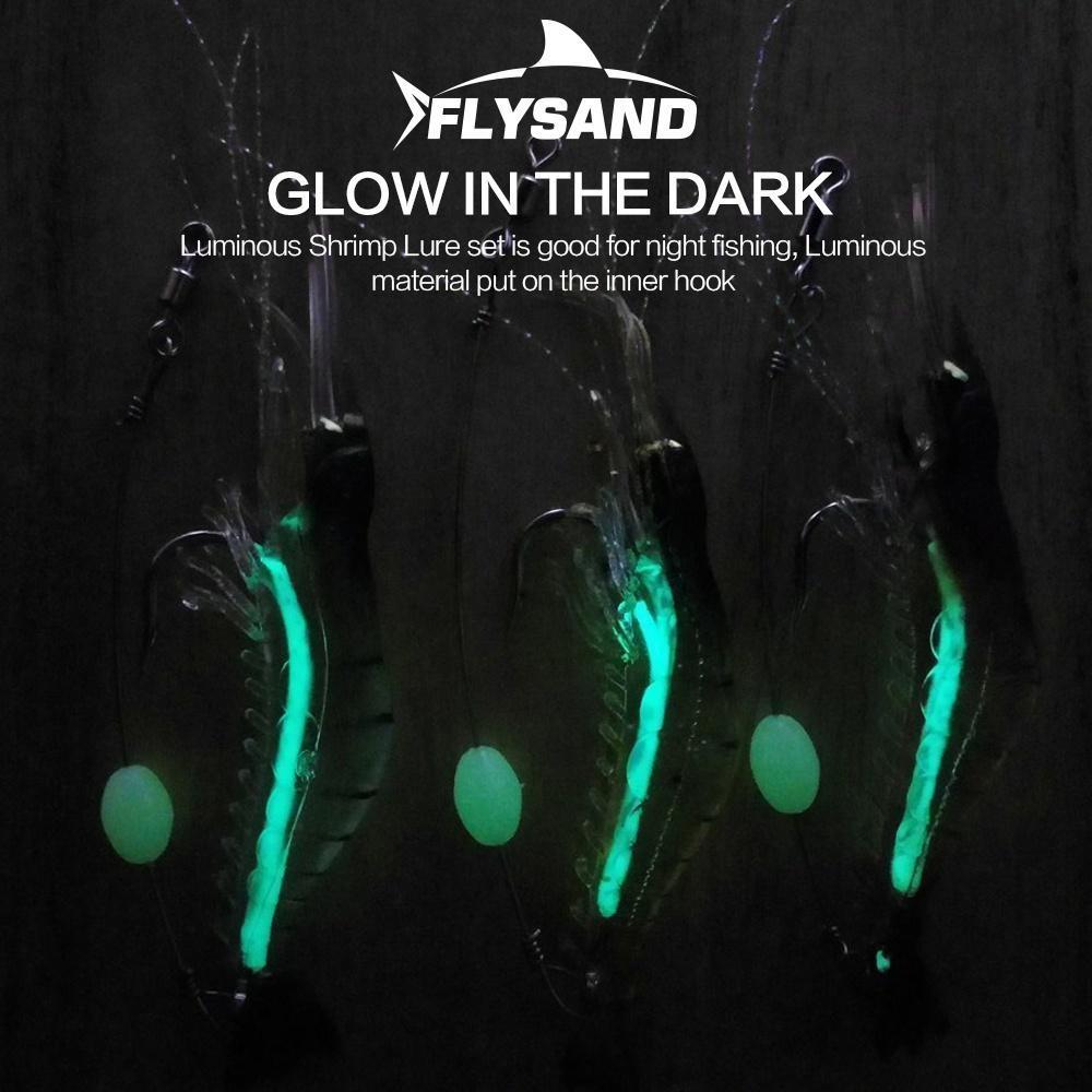 Shrimp Lure with Hooks Luminous Soft Fishing Lures Silicone Bait Tackle FlySand Fishing Tool