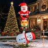 Christmas Inflatable Stacked Santa Reindeer Snowman with LED Lights, 2.4M Hanging Xmas Blow Up Decor for Yard Garden Holiday Party