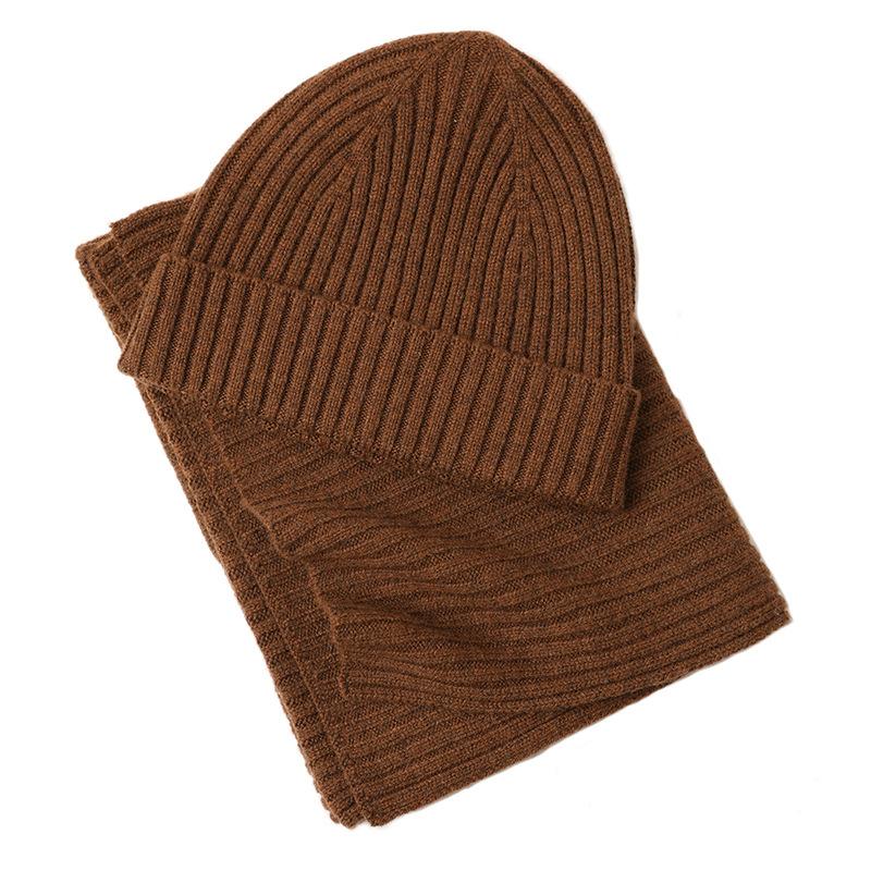 Autumn and winter new wool knitted hat wool scarf men's and women's warm versatile wool ear hat set