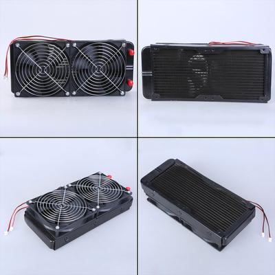 Aluminium Computer Radiator Wasserkühlung Kühler 2 Lüfter 240mm Für CPU Kühlkörper