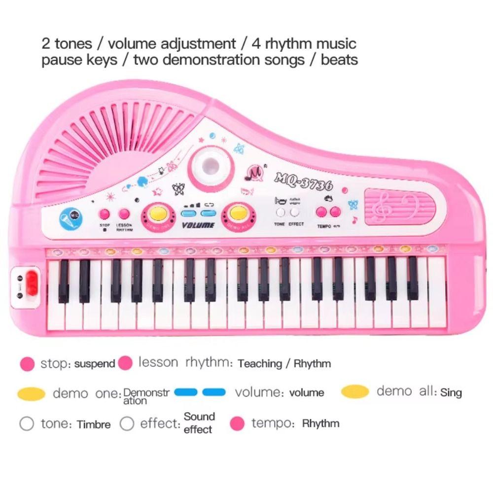 with Microphone 37 Key Piano Musical Toy Simulation Kids Electronic Piano  Intelligent Development