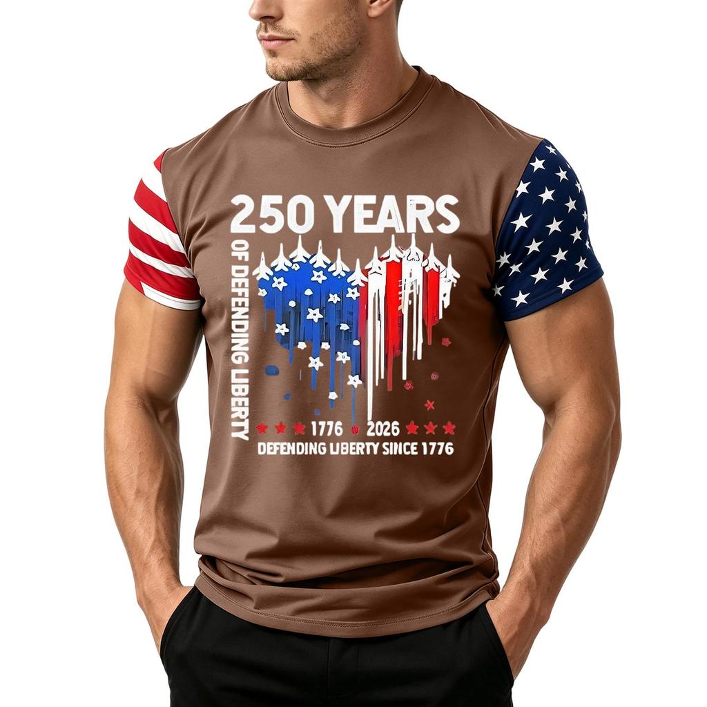 Men's Loose Fit Short Sleeve T Shirt Independence Day Flag Print Casual Summer Daily Wear Crew Neck Top