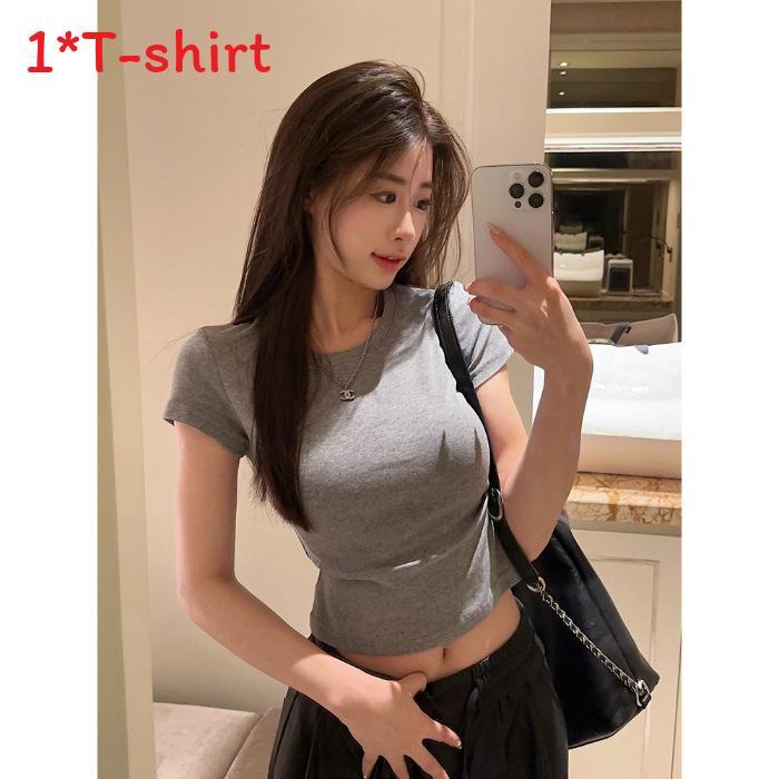 Tshirt For Women Summer Cotton Blend Short Sleeve Slim Fit Casual Top