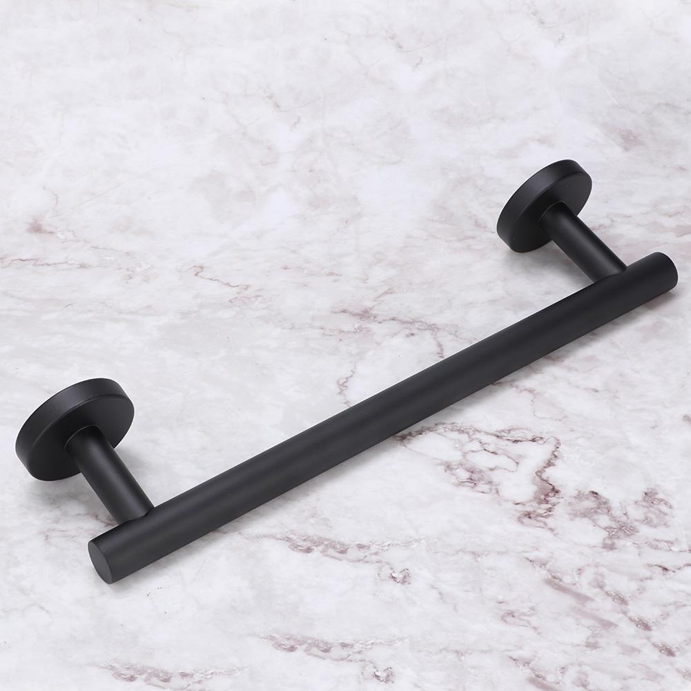 30cm Stainless Steel Black Brushed Single Towel Bar Rack Holder Bathroom Storage Organizer