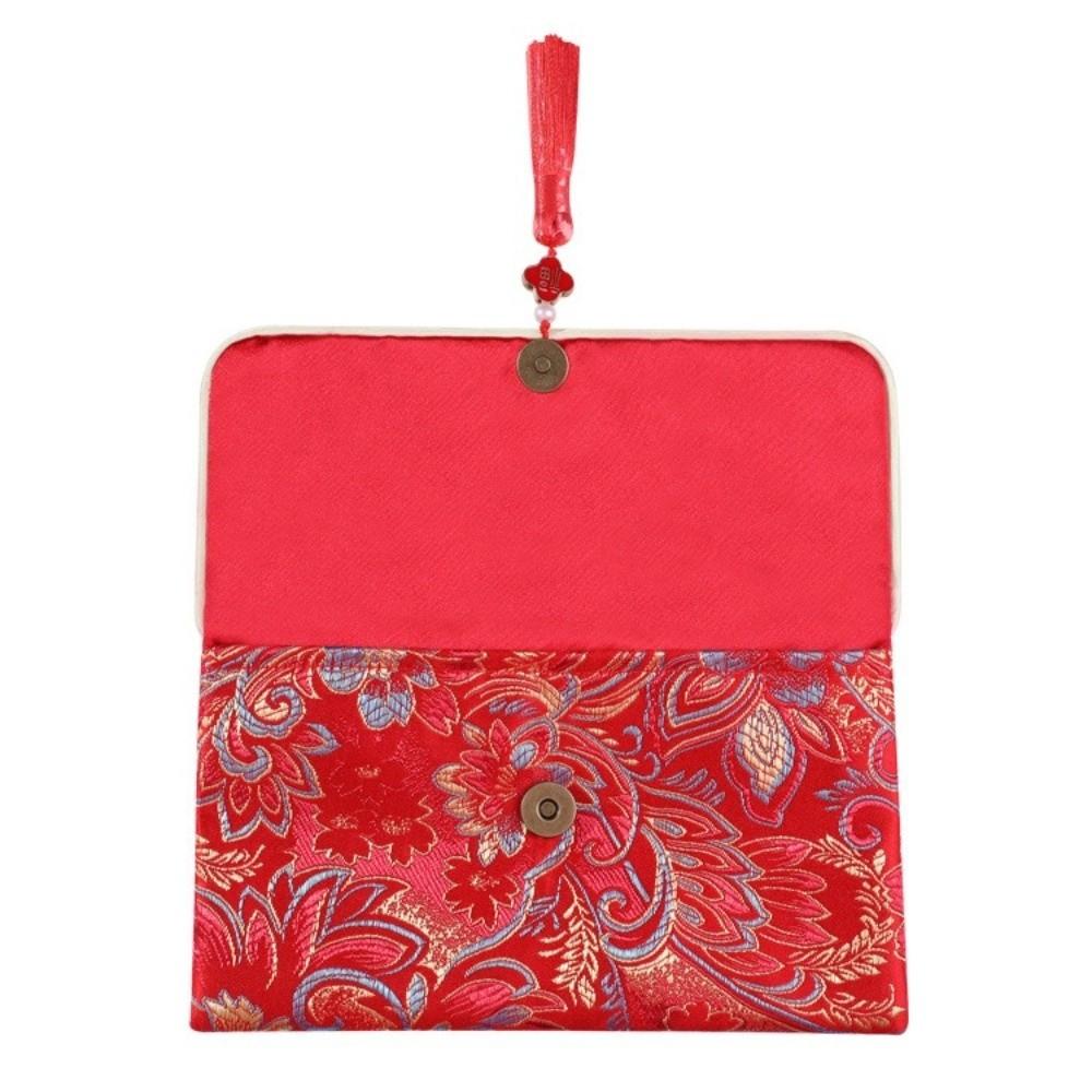 Blessing Words Brocade Red Envelop Embroidery Best Wishes Hongbao Lucky Tassel New Year Red Pockets Spring Festival