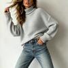 Damen Freizeit Farbe Rollkragen Langarm Strickpullover für den täglichen Gebrauch