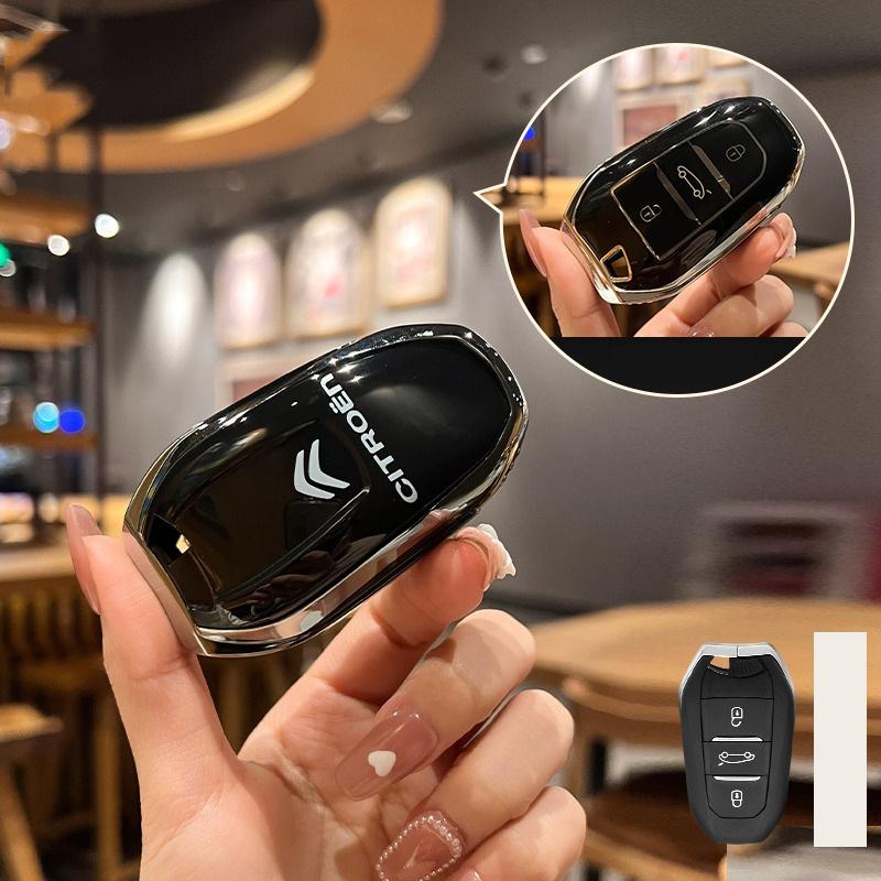 TPU Bilnyckel Fjärrkontroll Nyckelring Fodral Skydd Skal Fob För Citroen C1 C2 C4 C6 C3-XR Picasso Grand DS3 DS5 Biltillbehör