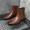 High Quality Casual Leather Boots Men Western Cowboy Leather Shoes Male Fashion Men's High Top British Outdoor Boots Shoes Male