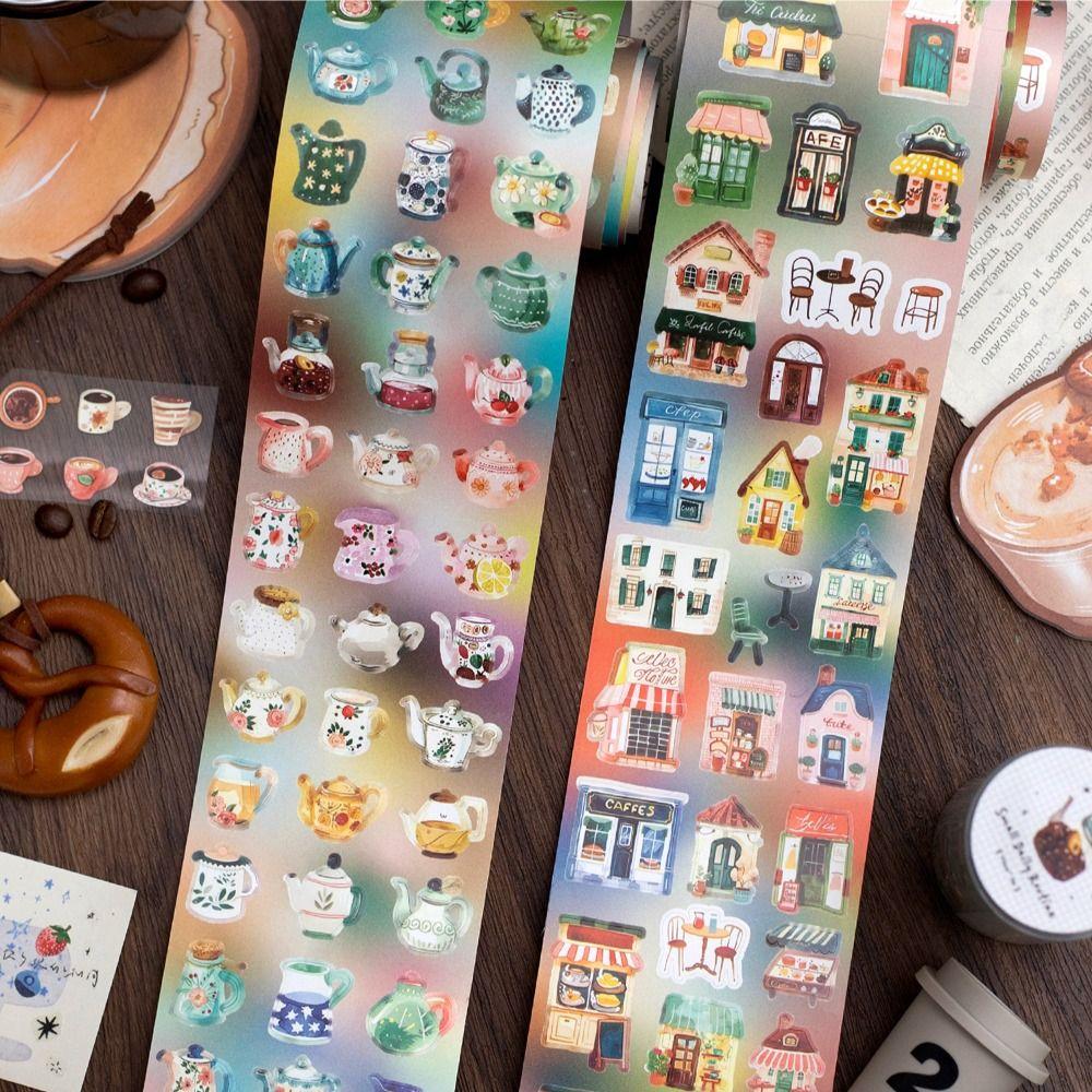 

Colorful Die Cut Tape DIY Scrapbooking Stickers Creative Deco Stickers School Stationery Daily Coffee