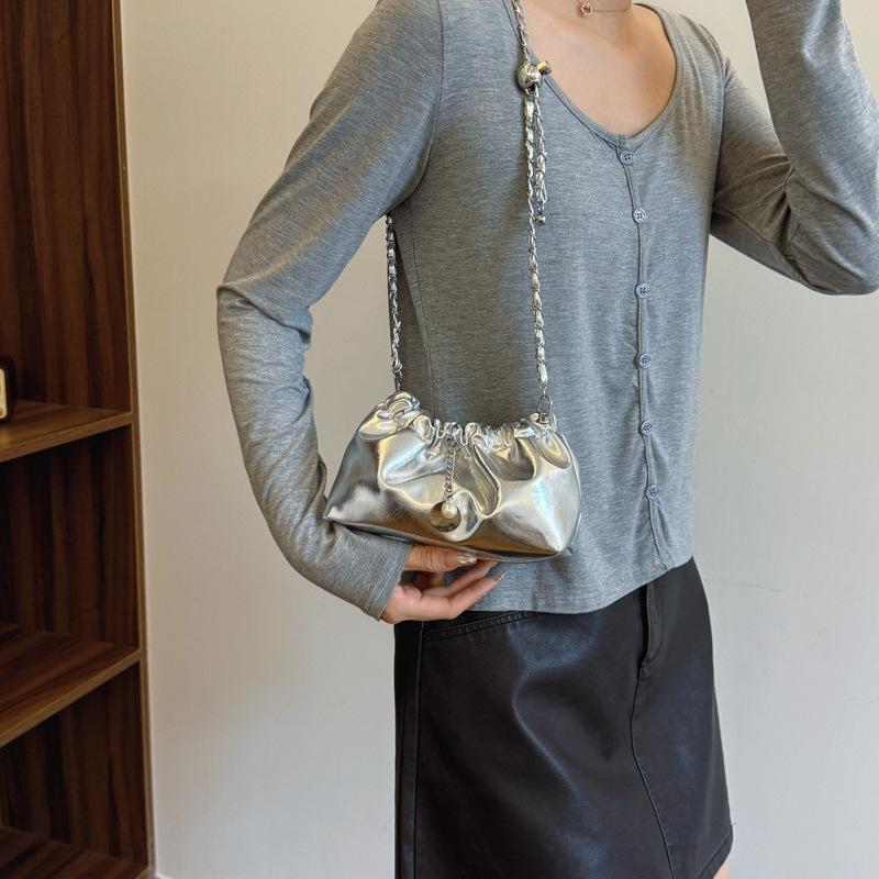 Bag Women's 2025 Summer New Small Square Bag Korean Folded Portable Messenger Bag Chain Underarm Cloud Shoulder Bag