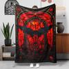1pc Halloween Bat Print Flannel Blanket - Lightweight Soft Gothic Stained Glass Design Throw for Couch, Camping, Travel - All-Season Cozy Gift for Fri