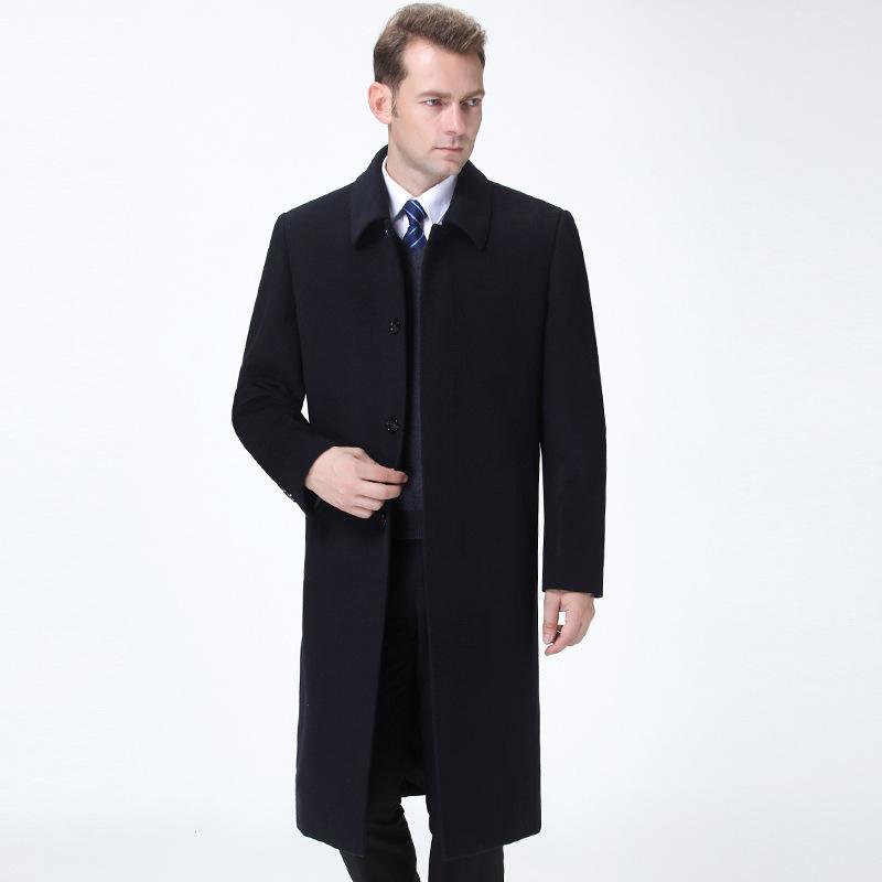 

Новое зимнее кашемировое пальто, пальто в деловом стиле, шерстяная куртка для папы среднего и пожилого возраста, длинная ветровка 170